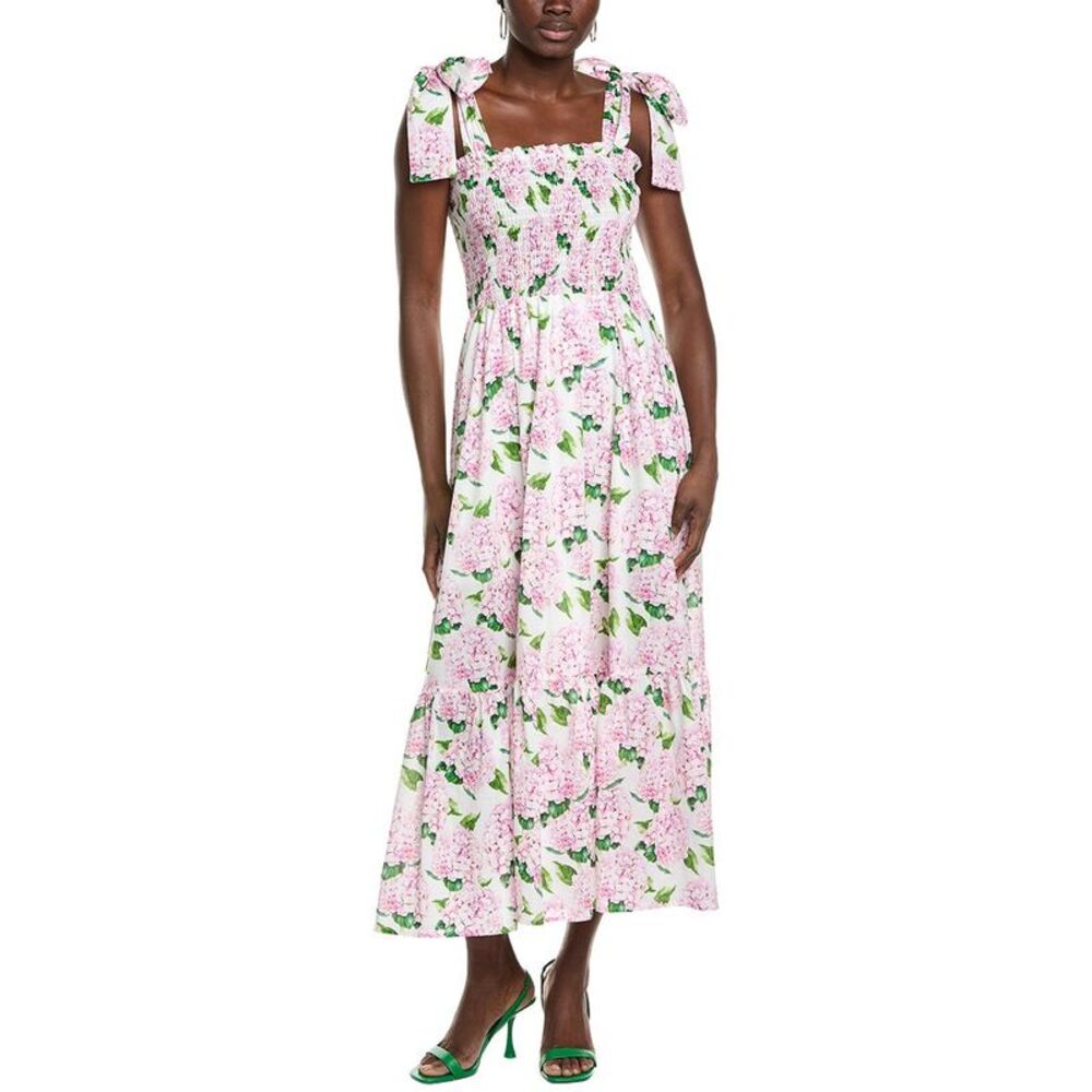 Kathleen Maeve Womens  Emma Bow Linen-Blend Maxi Dress, Pink